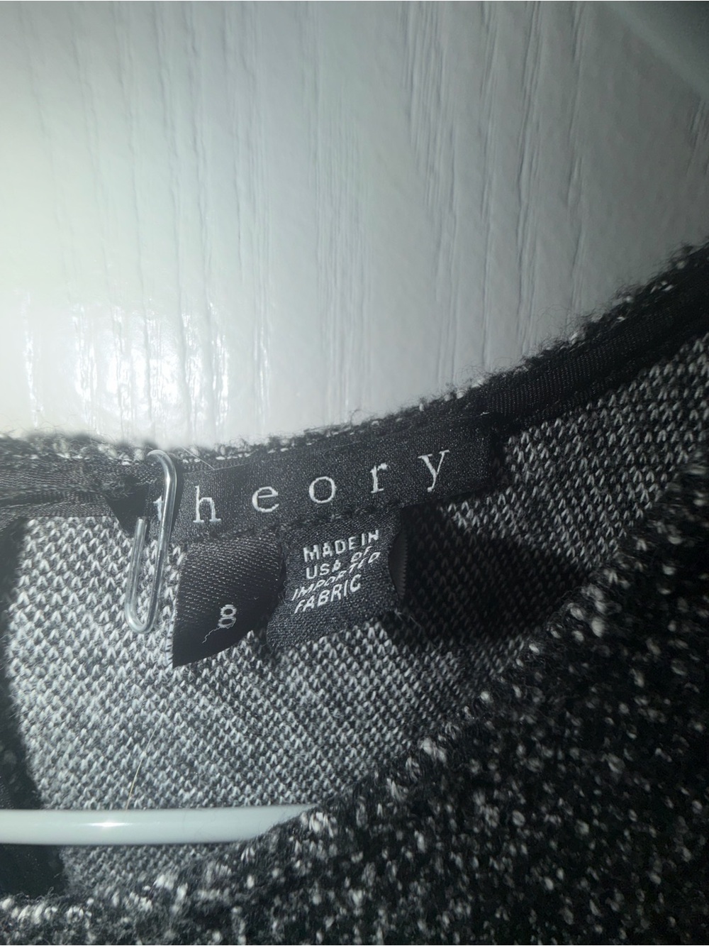 Theory Black and Gray Marled Knit Top